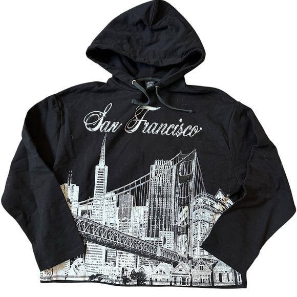 Urban Outfitters NWOT San Francisco Hoody in Black MEDIUM Fleece Lined - Picture 1 of 2